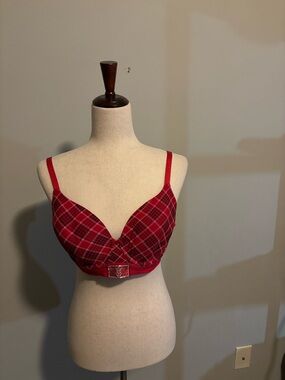 NWOT Victoria’s Secret Push Up Full Coverage 36C Red Plaid T-Shirt Bra